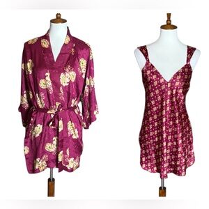 Vintage Victoria’s Secret Crown Label nightie and robe set Burgundy and gold